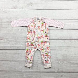 Mud Pie Baby Girl Romper Flamingo Wrap One Piece 6-9 Months